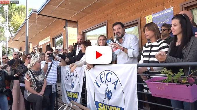 State con noi, dice Matteo Salvini a Cascia, splendida città del Santuario di Santa Rita