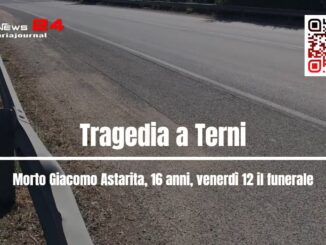 Tragedia a Terni: morto Giacomo Astarita, 16 anni, venerdì 12 il funerale
